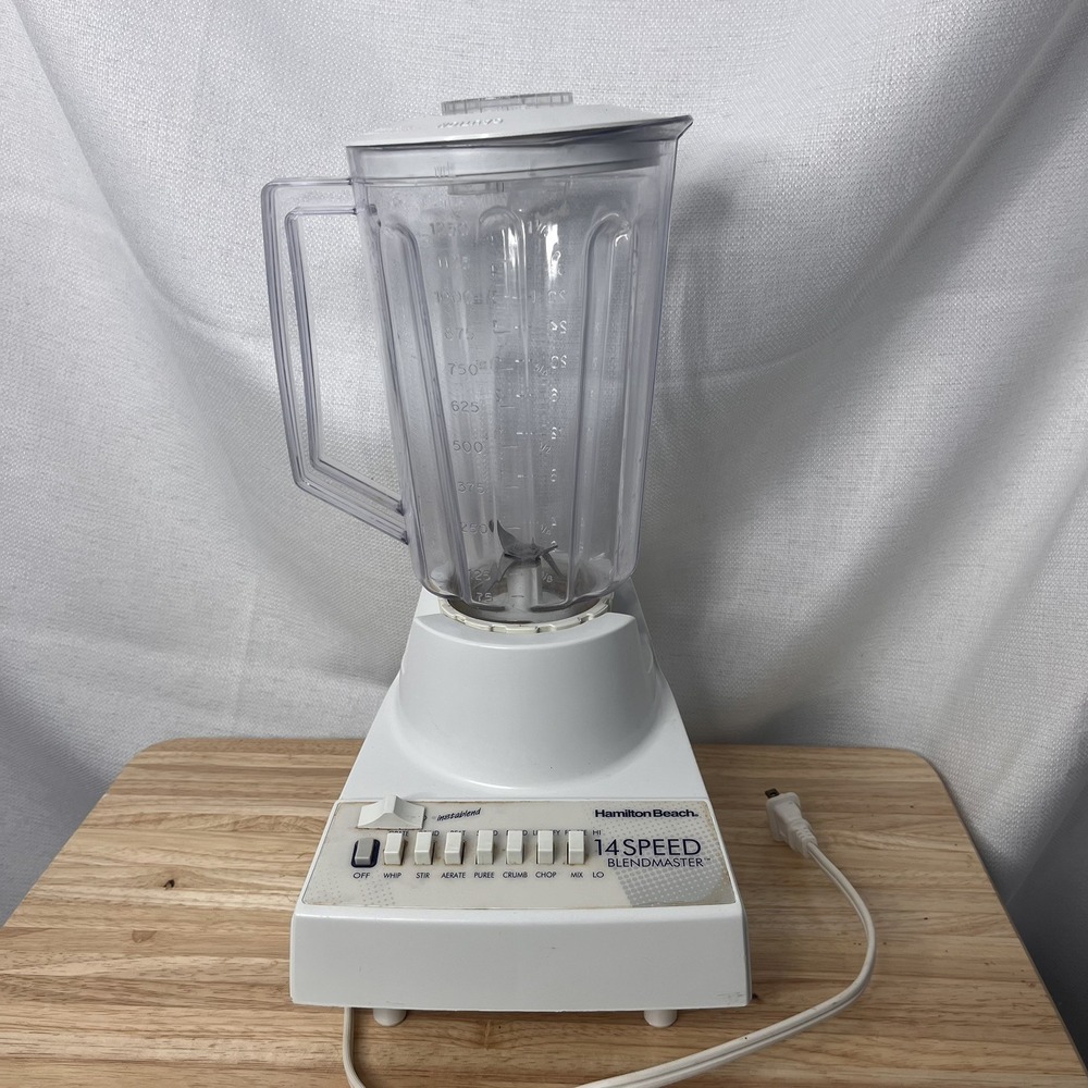 Vintage Hamilton Beach Blendmaster Blender 14 Speed White Retro Ecru Kitchen